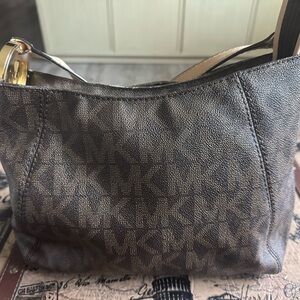 Michael Kors Brown Shoulder Bag with Leather Trim